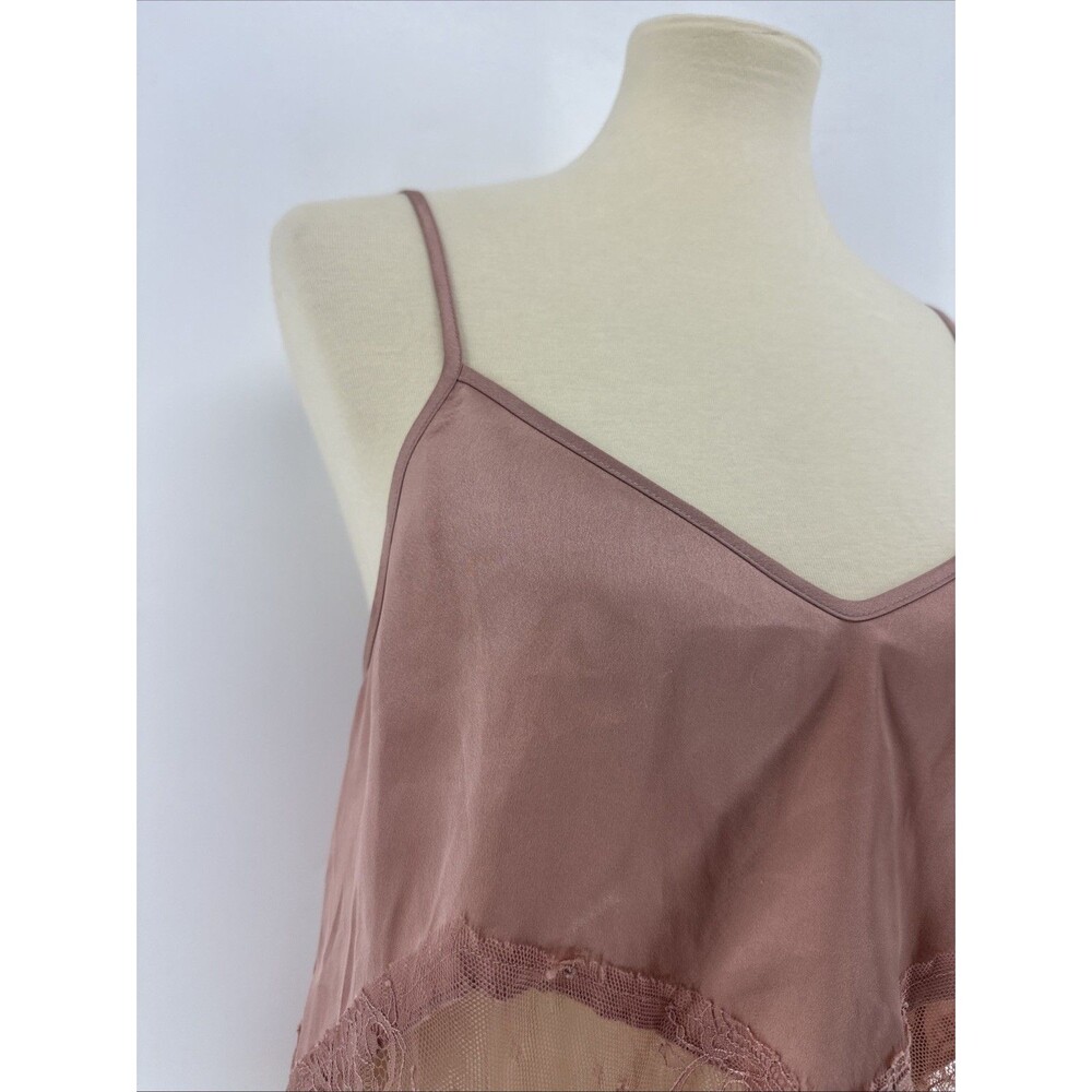 WAYF Satin Sleeveless Blouse Lace Trim - Picture 4 of 11